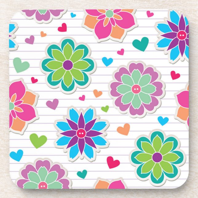 Flower pattern beverage coaster (Front)