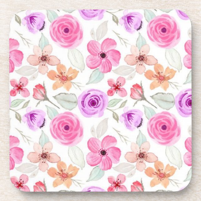 Flower pattern beverage coaster (Front)