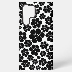 Flower Pattern - Black and White Samsung Galaxy S22 Ultra Case