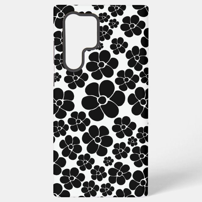 Flower Pattern - Black and White Samsung Galaxy Case (Back)