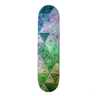 Flower Pattern Blue and Green Skateboard Deck