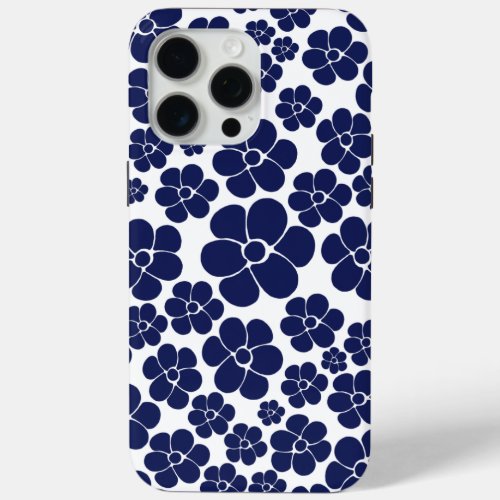Flower Pattern _ Blue and White iPhone 15 Pro Max Case