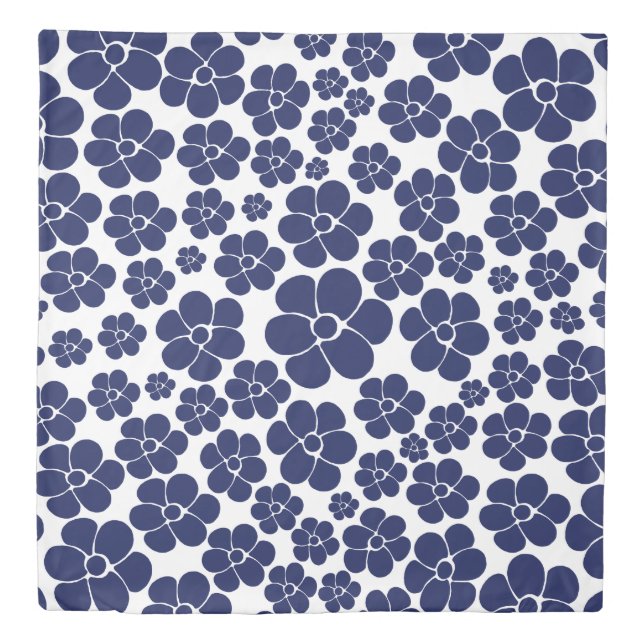 Flower Pattern - Blue and White Duvet Cover (Front)
