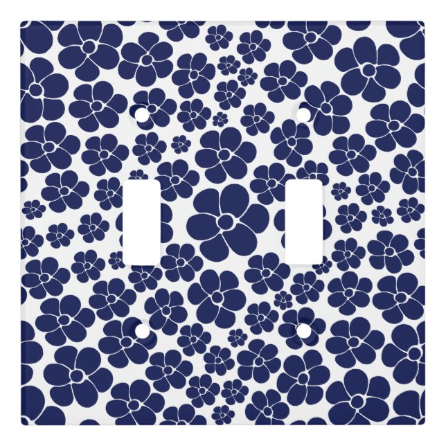 Flower Pattern - Blue and White Light Switch Cover (Front)