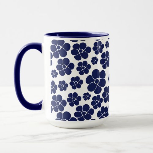 Flower Pattern _ Blue and White Mug