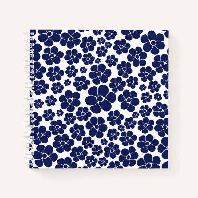 Flower Pattern - Blue and White Notebook (Front)