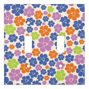 Flower Pattern - Blue, Orange, Purple, Green Light Switch Cover