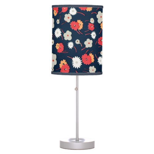 Flower Pattern Blue Red Charles Goy   Table Lamp