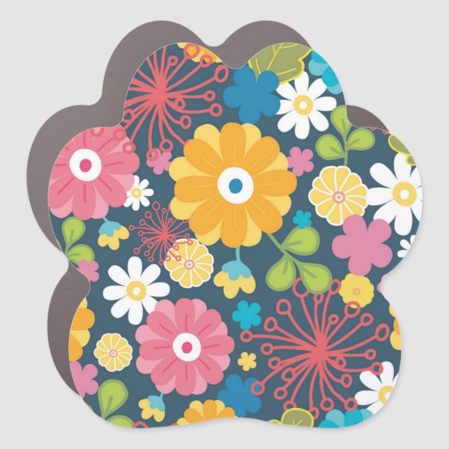 Flower pattern car magnet (Front)