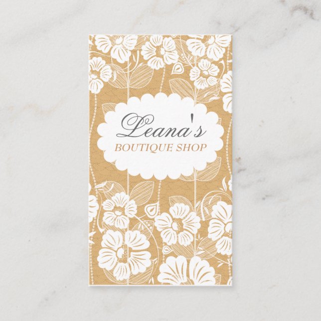 Flower Pattern | Chalk Doodle Business Card (Front)