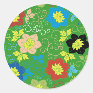 flower pattern classic round sticker