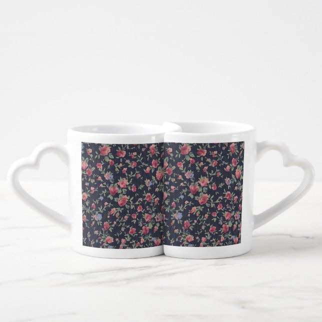 Flower Pattern Coffee Mug Set (Front Nesting)