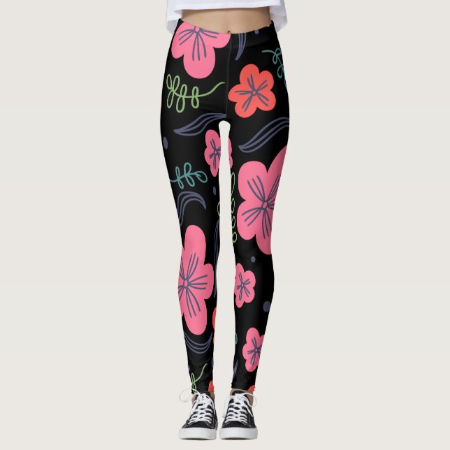  Flower pattern colorful beautiful Leggings (Front)