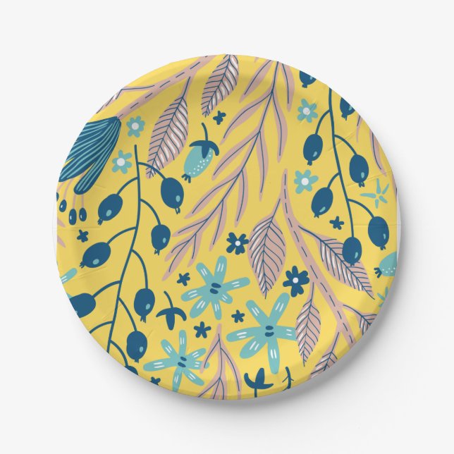 Flower pattern colorful shining beauty  paper plates (Front)