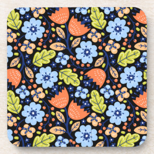 Flower pattern colorful shining beverage coaster