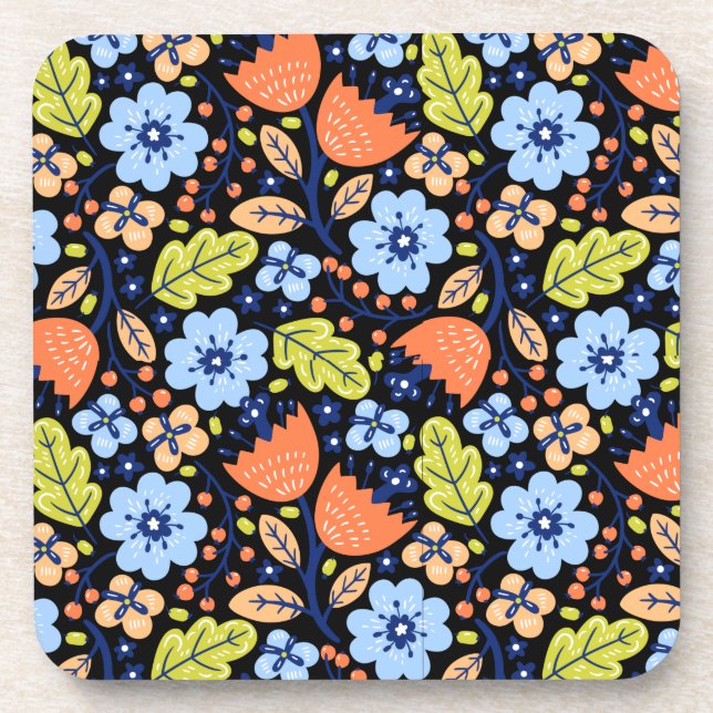 Flower pattern colorful shining      beverage coaster (Front)