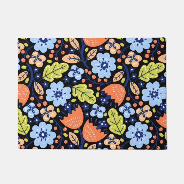 Flower pattern colorful shining  doormat (Front)