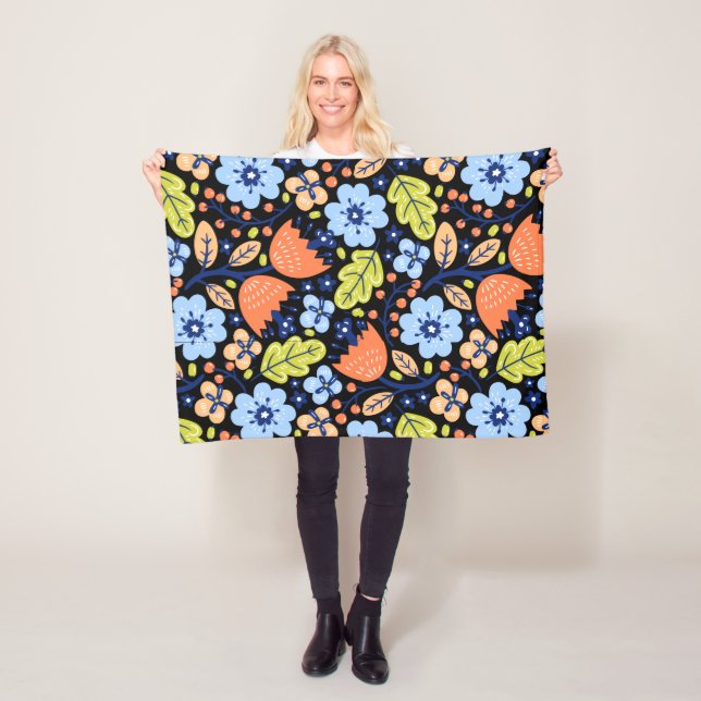 Flower pattern colorful shining    fleece blanket (In Situ)