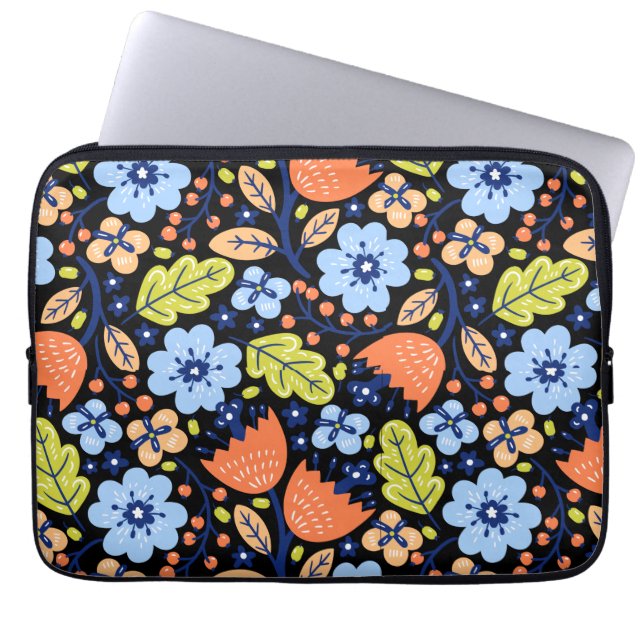 Flower pattern colorful shining  laptop sleeve (Front)