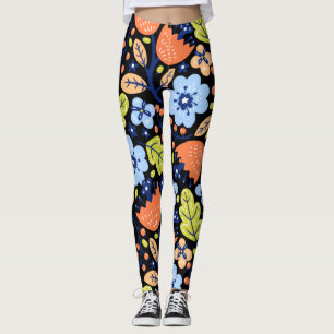 Flower pattern colorful shining leggings