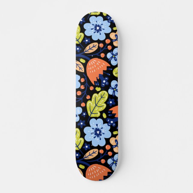 Flower pattern colorful shining   skateboard (Front)