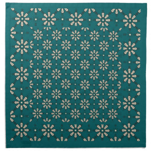 Flower Pattern, Cream, Dark Teal: Set of Napkins