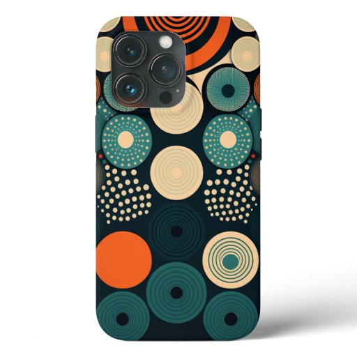Flower Pattern Design Artwork Blue & Orange Color iPhone 13 Pro Case