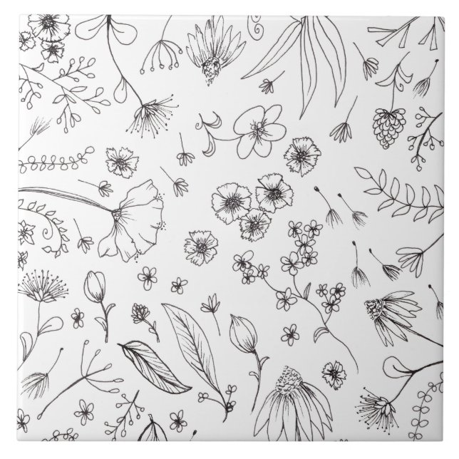 Flower Pattern Design Ceramic Tile (Front)