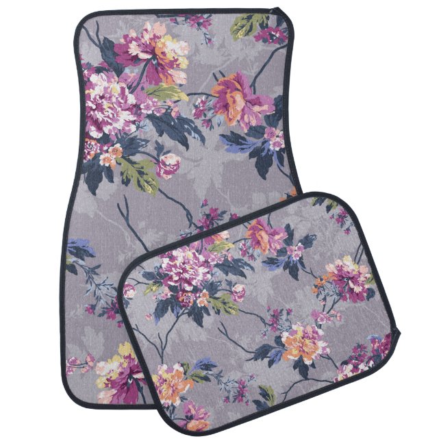 flower pattern design textile illustrationart, bac car floor mat (Set)