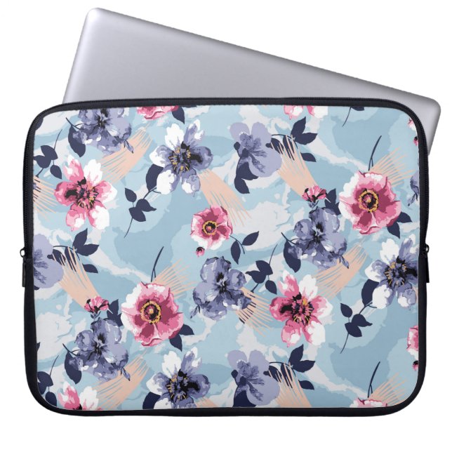 flower pattern design textile illustrationart,back laptop sleeve (Front)