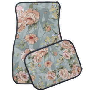 flower pattern design textile illustrationart, flo car floor mat