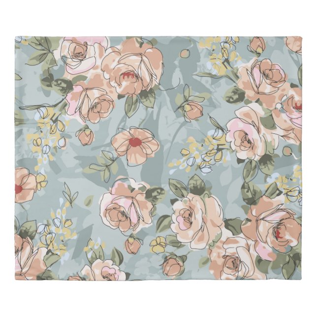 flower pattern design textile illustrationart, flo duvet cover (Front)