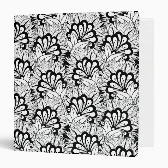 Flower Pattern Doodle 3 Ring Binder (Front/Inside)