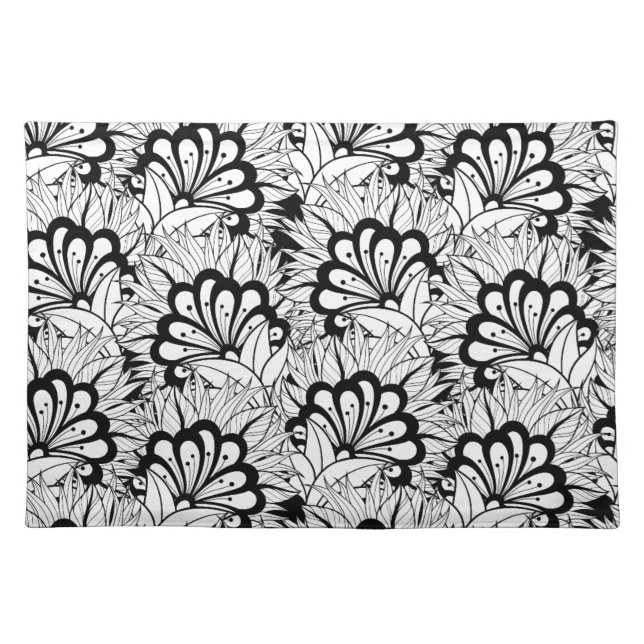 Flower Pattern Doodle Cloth Placemat (Front)