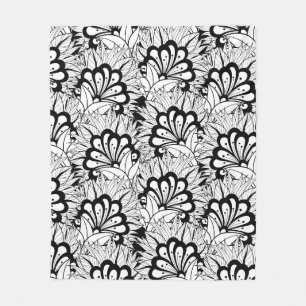Flower Pattern Doodle Fleece Blanket