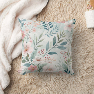 Flower Pattern Drawing Throw Pillow
