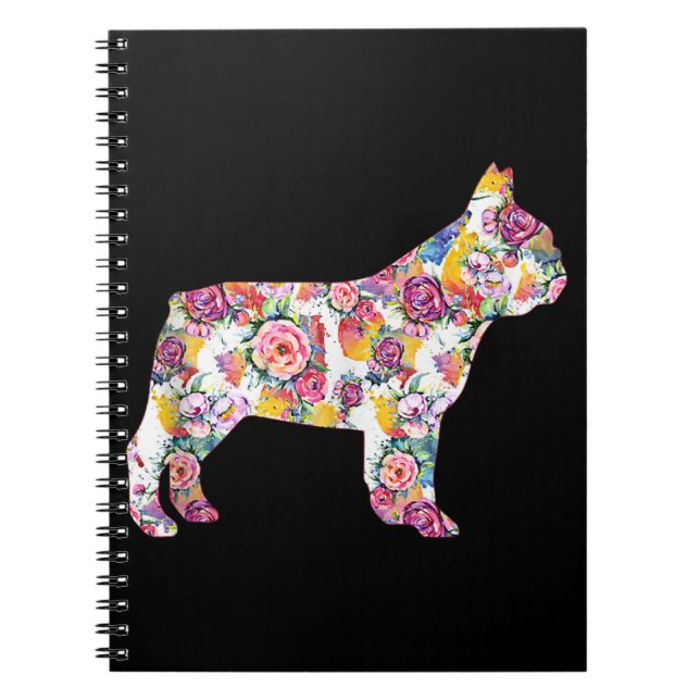 Flower Pattern Frenchie French Bulldogs Lover Gift Notebook (Front)