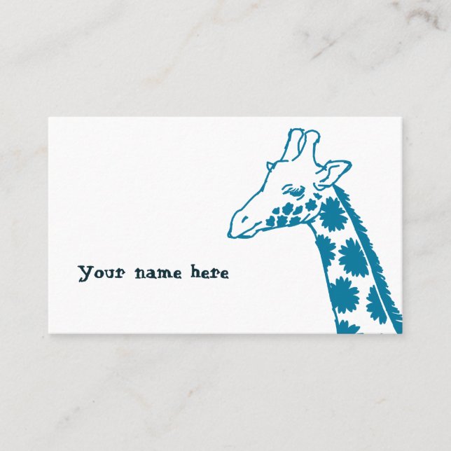 [Flower pattern giraffe (blue)] A giraffe with flo Business Card (Front)