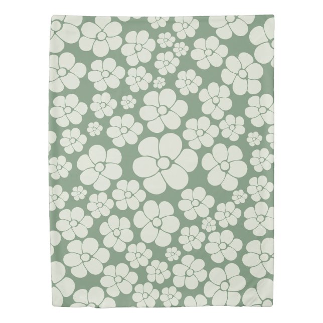 Flower Pattern - Green Duvet Cover (Front)