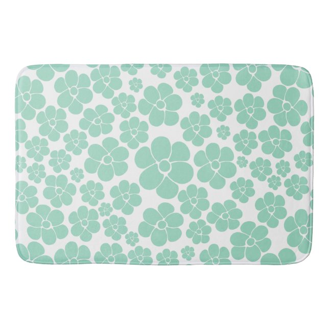 Flower Pattern - Green (Mint) Bath Mat (Front)
