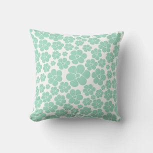 Flower Pattern - Green (Mint) Throw Pillow