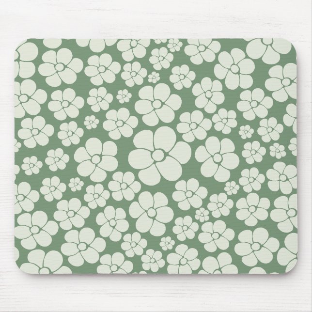 Flower Pattern - Green Mouse Pad (Front)