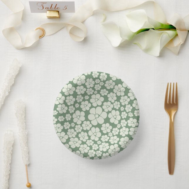 Flower Pattern - Green Paper Bowls (Wedding)