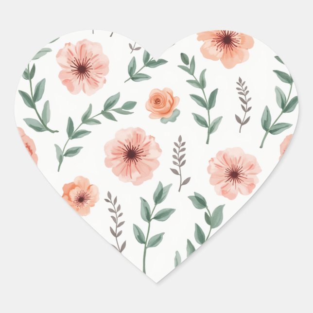 Flower pattern heart sticker (Front)
