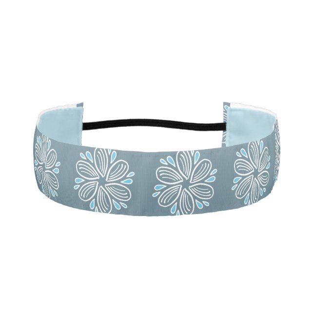 Flower Pattern in blue and white  Athletic Headband (Front)