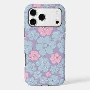 Flower Pattern in Blue, Lilac, and Pink iPhone 17 Pro Max Case