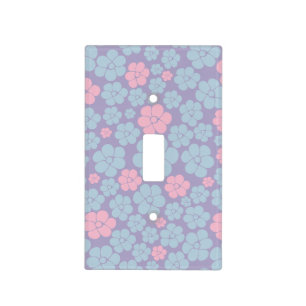 Flower Pattern in Blue, Lilac, and Pink Light Switch Cover