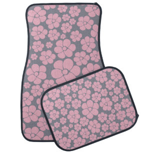 Flower Pattern in Grey and Pink Car Floor Mat
