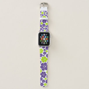 Flower Pattern in Lime Green and Purple Apple Watch Band