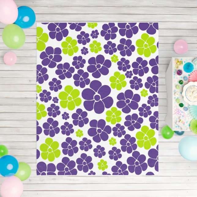 Flower Pattern in Lime Green and Purple Outdoor Rug (Insitu (Birthday))